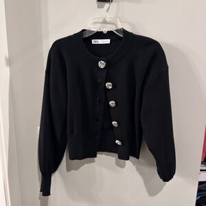 Zara Women's Black Cardigan with Statement Buttons
